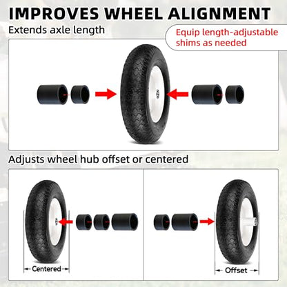 AR-PRO Wheel Hub Spacers – Nylon 5/8" Axle Spacer Kit, Combo Pack with 4 x 1/2in and 2 x 1in Extension Sleeves for Hand Trucks, Dollies, Utility Carts, Wagons - size: 5/8" Bore