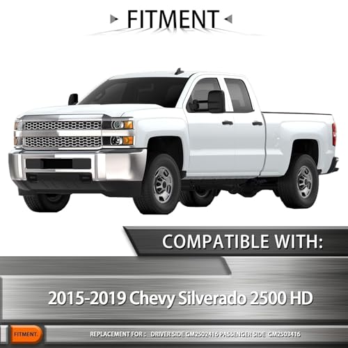 Headlights Assembly Compatible with 2015-2019 Chevy Silverado 2500HD - size: Chrome Right Side