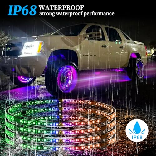 17.5" Double Row LED Wheel Ring Lights, App Control, 92 Modes, Brake Turn