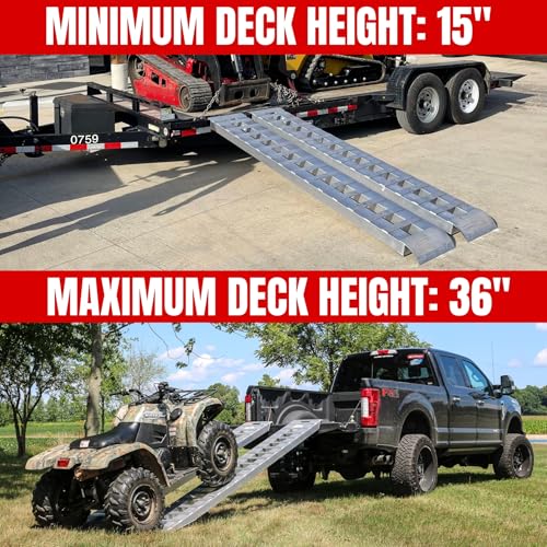 GEN-Y Hitch Extreme Duty Aluminum Loading Ramps - Set of 2, 10 Feet Long x 15 Inches Wide, 14000 LBS Capacity, Hybrid Hook and Plate Ends, Serrated Cross Rungs for Maximum Traction - size: 10 ft