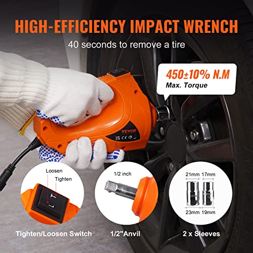 VEVOR Electric Car Jack 5 Ton with Electric Impact Wrench & Inflator Pump