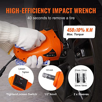 VEVOR Electric Car Jack 5 Ton with Electric Impact Wrench & Inflator Pump
