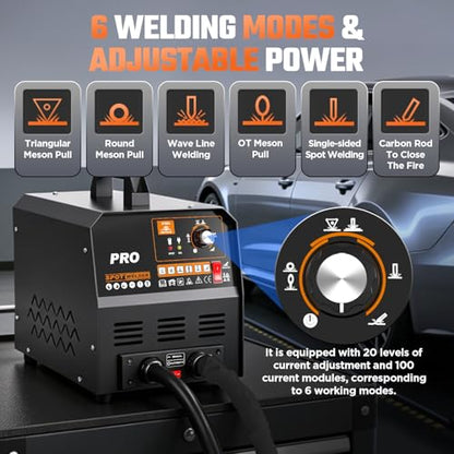 Dent Puller Welder 3.5KW Spot Welder Dent Puller Machine, Auto/Manual Welding, 110V 4200A Auto Body Repair Kit with 6 Welding Modes & Overheat Protection for Car/Truck/Motorcycle - color: Black