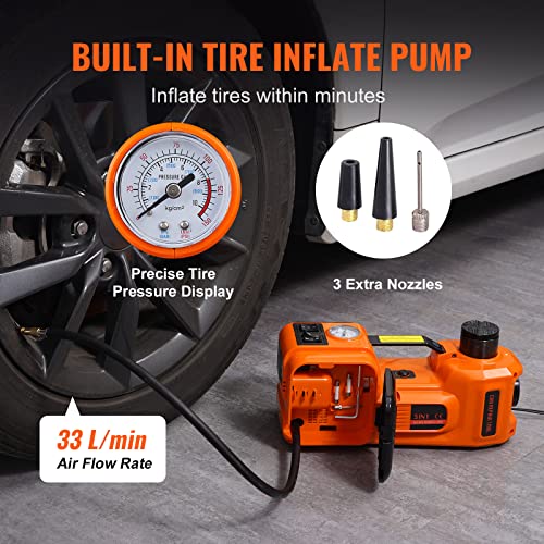 VEVOR Electric Car Jack, 5 Ton/11023 LBS Hydraulic Jack Lift with Built-in Inflatable Pump and LED Light