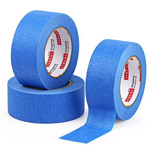 JIALAI HOME 3 Rolls Blue Painters Tape 2 inch Painter Tape Wide Roll, Blue Masking Paint Tape 2 Inches x 60 Yards for General Purpose Walls Painting, Automotive - size: 1.88 Inches x 60 Yards