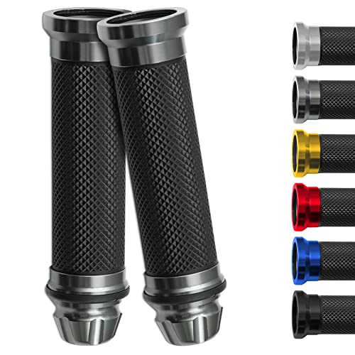 DREAMIZER 2Pcs Motorcycle Handle Grips Rubber Handlebars Universal 22mm Anti-Skid Rubber Handlebars Motorbike - Grey - color: Grey