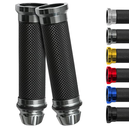 DREAMIZER 2Pcs Motorcycle Handle Grips Rubber Handlebars Universal 22mm Anti-Skid Rubber Handlebars Motorbike - Grey - color: Grey
