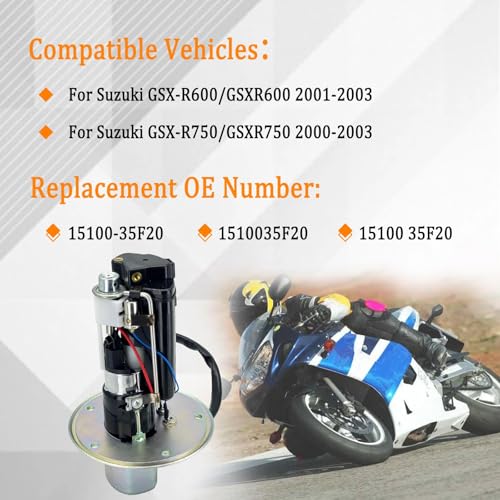 15100-35F20 Fuel Pump Assembly Compatible with 2001-2003 Suzuki GSXR600,2000-2003 GSXR750,Motorcycle Fuel Pump 1510035F20 15100 35F20