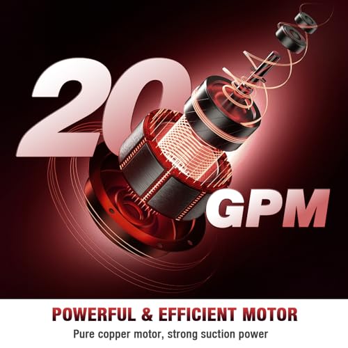 12V 20 GPM High Flow Fuel Transfer Pump with Mechanical Meter, Heavy Duty Cast Iron Pump for Gasoline, Diesel, Kerosene, Ethanol, Methanol, Biodiesel - color: Red 20 Auto-Mechanical Meter
