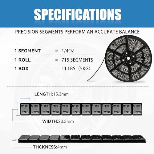 1/4 oz Stick On Wheel Weights 715pcs 5kg Bulk Pack Low Profile Black - color: Black, size: 0.25oz-715PCS(Roll)