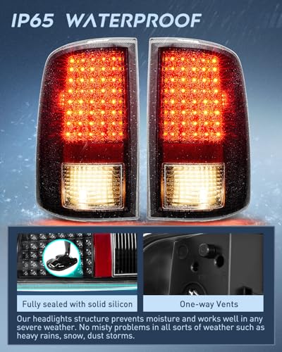 Nilight Taillight Assembly for 2009-2014 2015 2016 2017 2018 Dodge Ram - color: LED Black