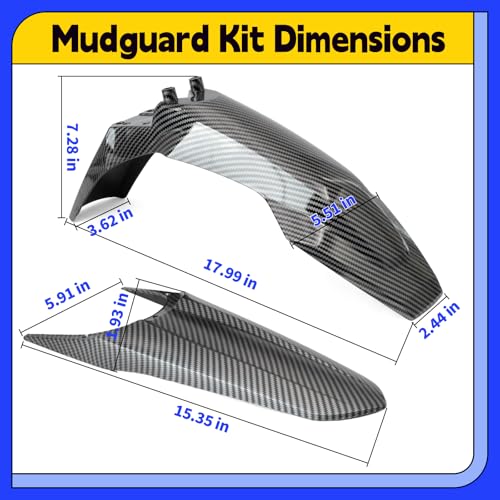 E-Bike Front and Rear Fender Compatible with Tuttio Soleil 01 Electric Dirt Bike Mud Guard Replacement for Tutti Soleil01 Electric Off-Road Motorcycle Mudguard, Carbon Fiber Texture, 2Pcs