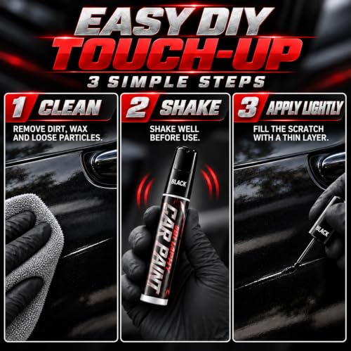 Black Car Touch Up Paint Pen, Scratch Remover & Repair for Auto & Rims - color: Black