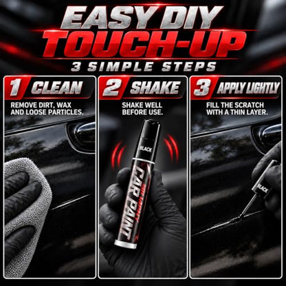 Black Car Touch Up Paint Pen, Scratch Remover & Repair for Auto & Rims - color: Black