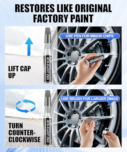 Amiss Full Matte Gray Rim Repair Kit, Wheel Paint and Rim Paint Touch Up Pen for Curb Rash, Universal Alloy Wheel Scratch Repair for Scratches and Scuffs, Car Accessories (Full Matte Gray) - color: Full Matte Gray
