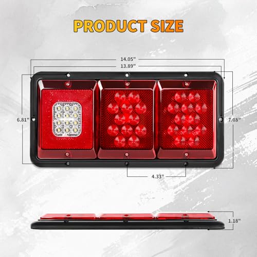 2PCS LED Trailer Tail Lights, 36 LED Triple Function Waterproof - color: Tail Lights-B