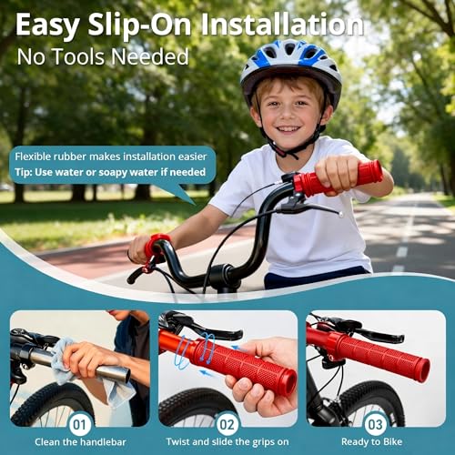 CHUNZEXI 4 PCS Rubber Bike Handlebar Grips - color: Red