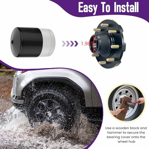 4 Pack 1.98" Trailer Bearing Protectors with Dust Cap & Rubber Covers - size: 4 Pack - 1.98 Inch