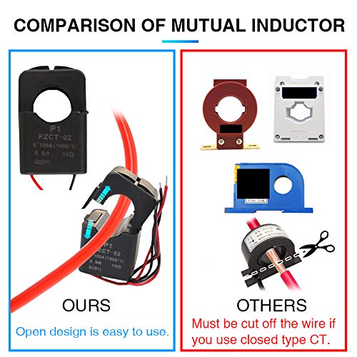 AC 80-260V 100A Digital Power Monitor, LCD, Split-Core CT, 2-Pack - style: 2 Pieces AC 100A Meter(Split Core Transformer)