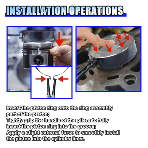 15PCS Car Engine Piston Ring Compressor Tool Kit, Adjustable Piston Installer Pliers and Compressor Pliers with 13 Piston Rings (62-145mm/2.44-5.71in) for Car Truck Engine