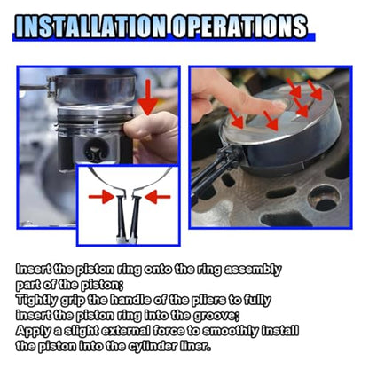15PCS Car Engine Piston Ring Compressor Tool Kit, Adjustable Piston Installer Pliers and Compressor Pliers with 13 Piston Rings (62-145mm/2.44-5.71in) for Car Truck Engine