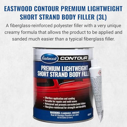 Eastwood Contour Premium Automotive Short Strand Body Filler | Lightweight Creamy Formula Fiberglass Reinforced Body Fillers for Car Bodyworks | Ideal for Body Holes, Tears, Cracks Holes & Dents | 3L - size: 3L (Pack of 1)