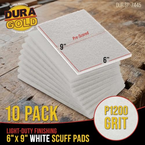 Dura-Gold 6" x 9" White Light Duty Scuff Pads, Box of 10 - Final Scuffing - color: White