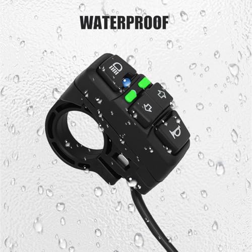 Motorcycle Head Light Turn Switch, 7/8" Ebike Horn Turn Signal Lamp Control with Wire Harness, Motorbike Handlebar Warning Button Mount, Compatible for Dirt Bike Scooter