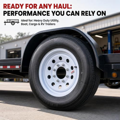 eCustomrim Radial Trailer Tire Rim Assembly ST235/80R16 16 Inch White 8 Lug