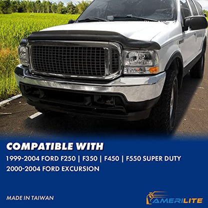 AmeriLite OE Chrome Replacement Headlights 4pcs Set w/Socket Bulb for 1999-04 Ford Excursion/Super Duty F250 F350 F450 F550 Truck - Passenger and Driver Side - color: Chrome
