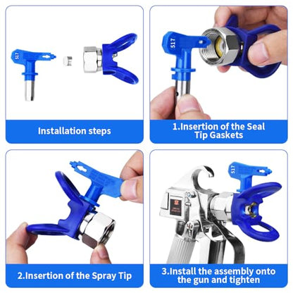 6Pcs Reversible Spray Nozzle Tips,Airless Spray Tips,Airless Spray Gun Nozzle,Tip Guard and Airless Spray Tip Organizer. (211,313,415,517,623) - style: 211,313,415,517,623