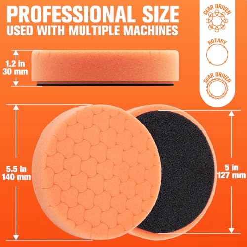 Orange Polish Pad, Buffing Polishing Pads, 1Pc 5.5 Inch Face for 5 Inch 125mm Backing Plate Compound Buffing Sponge Pads for Car Buffer Polisher Compounding, Polishing and Waxing - color: 1Pc Orange T80 Rough Polish, size: 5.5nch