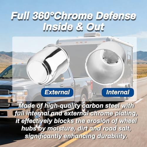 4Pcs 3.19inch Trailer Wheel Center Caps Fit 3.19" Center Bore Truck Trailer RV SUV Wheels Rims, Carbon Steel Silver Hub Covers - color: Chrome Silver, size: 3.19in Hub Hole, 3.62in Tall