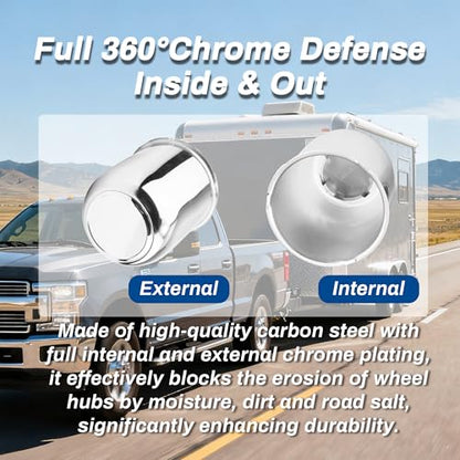 4Pcs 3.19inch Trailer Wheel Center Caps Fit 3.19" Center Bore Truck Trailer RV SUV Wheels Rims, Carbon Steel Silver Hub Covers - color: Chrome Silver, size: 3.19in Hub Hole, 3.62in Tall