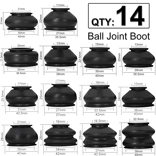 14Pcs Universal Ball Joint Tie Rods End Boot Dust Cover Rubber Replacement
