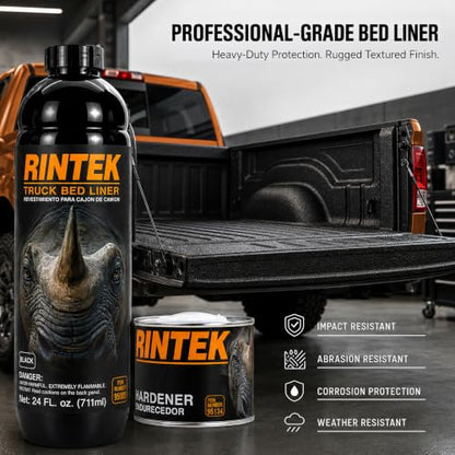 LAUCO Rintek Urethane Spray 1 Gallon Black Bedliner Coating, Heavy-Duty Polyurethane Protective Truck Bed Liner Paint, Waterproof Anti-Slip Impact-Resistant Automotive Coating 95096 - style: Black – No Gun