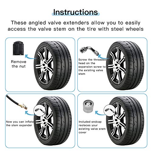 Mellbree 6-Pack Tire Valve Stem Extenders, 45/90/135° Schrader Extension - size: 45/90/135° Set