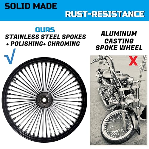 FatFlex Front Wheel for Harley Softail Slim Fat Boy Dyna 21” x 3.5” - color: 21*3.5'', Black+Chrome+Black