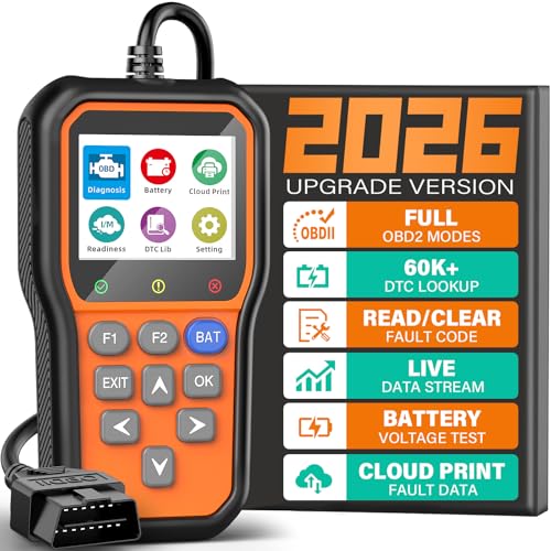 BluSon YM319 OBD2 Scanner Diagnostic Tool with Battery Tester, Scan Tool - color: Orange