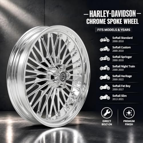 TOFR 18x3.5 Fat Spoke Chrome Front Wheel For Harley Softail Choppers 00-22 - color: Chrome, size: Front:18x3.5