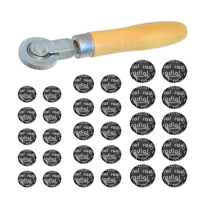 Zpana 31PCS Car Tire Patch Roller Kit, 32/45/58 mm Round Vehicle Tire Puncture Repair Set with Patch Roller, Automotive Tyre Repair Stitcher Tool, Universal for Motorcycle Bike Truck