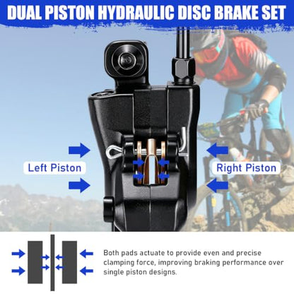 TOBWOLF Front Left Dual Piston Hydraulic Disc Brake Kit with 160mm Rotor - color: 85cm Front Left Hydraulic Brakes - Dual Piston