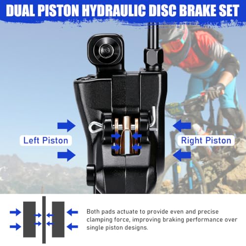 TOBWOLF Front Left Dual Piston Hydraulic Disc Brake Kit with 160mm Rotor - color: 85cm Front Left Hydraulic Brakes - Dual Piston