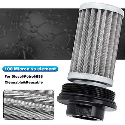 AN6 Inline Fuel Filter E85 Ethanol With 100 Micron Stainless steel element - size: AN6 - 100 Micron