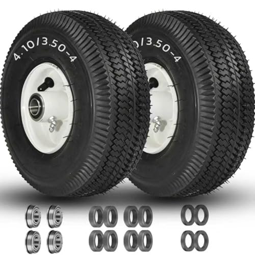 4.10/3.50-4 Tubeless Tire with 3/4" Bearing, 105-3471 Front Wheel and Tire Assembly, with 4-1/4" Hub Length, 5/8" Extra Bearings, Compatible with Lawn Mower Toro TimeCutter and Exmark, 2 Pack - style: 2 Pack