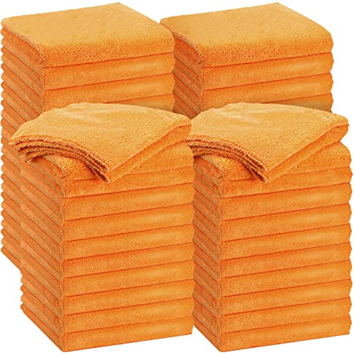 Shimeyao 30 Pcs 16 x 16 Inch Edgeless Microfiber Plush Towels for Cars Detailing Drying Wash Polishing Absorbent Cleaning Cloths, 500 GSM (Orange) - color: Orange, size: 16 x 16 Inch