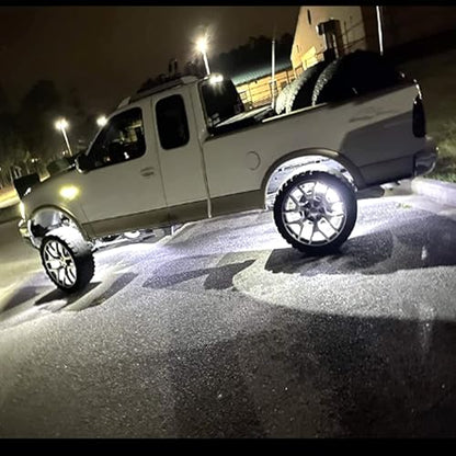 17in Pure White Wheel Ring Lights,12V New Upgrade Quad Rows 1248-LEDs Waterproof Tire Rim Light with RF Remote APP Control for Truck Car SUV Pickup - size: 17IN