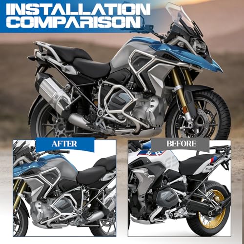 Motorcycle Upper Crash Bars Engine Guard for R1250GS 2018-2024 Stainless Steel Subcage Bumper Body Frame Falling Protector，Silver - color: Silver-Upper