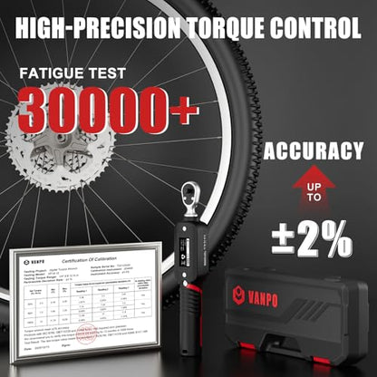 VANPO Digital Torque Wrench, 1/4", 1.11–22.13 ft-lb for Bikes - size: 1/4-inch 0.44-8.85 Ft-lb/0.6-12 Nm