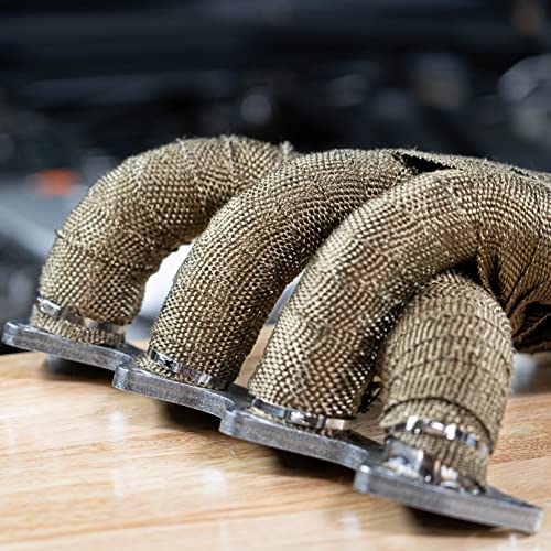 SunplusTrade 2" x 50' Titanium Exhaust Wrap for Motorcycle Car Headers with Stainless Steel Zip Ties